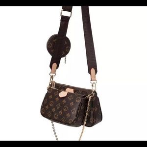 3 piece set with brown crossbody straps